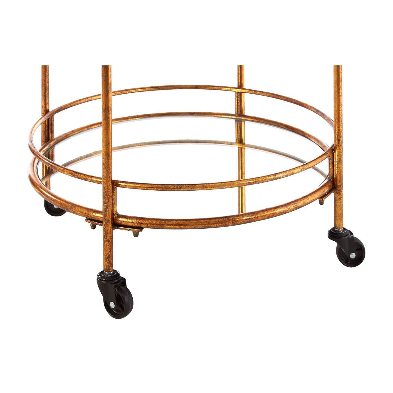 Aurelie Round Drinks Trolley – Warm Gold & Mirror