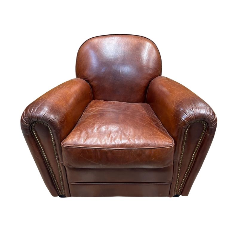 Vintage Leather Art Deco Style Armchair