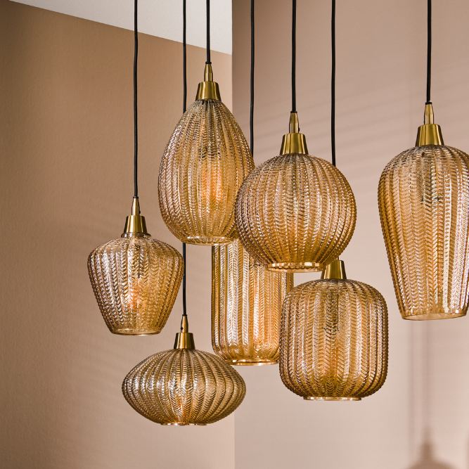 Leyla Amber Glass 7 String Pendant Light