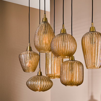 Leyla Amber Glass 7 String Pendant Light