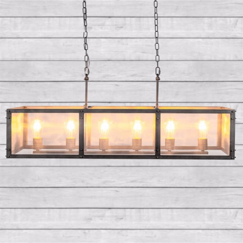 Rectangular Industrial Iron Chandelier