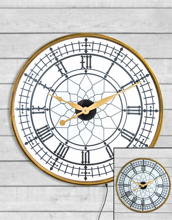 Gold Framed Backlit Wall Clock