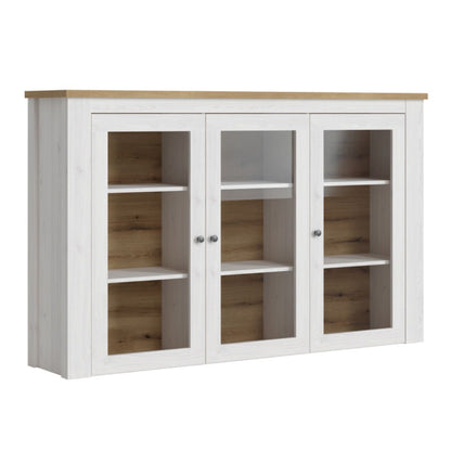 Celesto 2 Door 2 Drawer Sideboard / 3 Door Display top Unit Inc 6 Lights in White/Oak