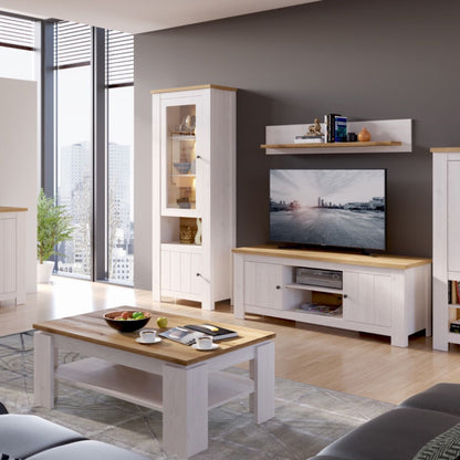 Celesto 2 Door Display Cabinet Inc 2 Lights in White/Oak
