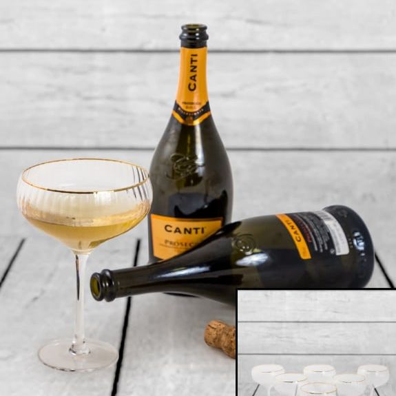 Set of 6 Large Traditional Coupe Champagne Glasses with Gold Rims