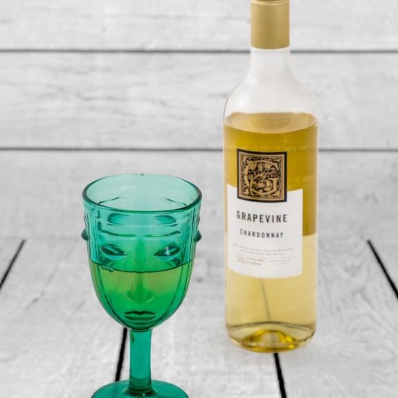 Set of 6 Teal Deco Face Wine Glasses