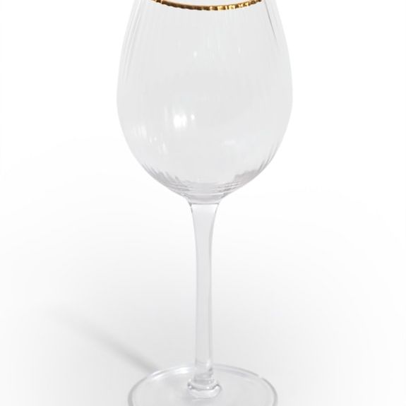 Set of 6 Traditional Wine Glasses with Gold Rims