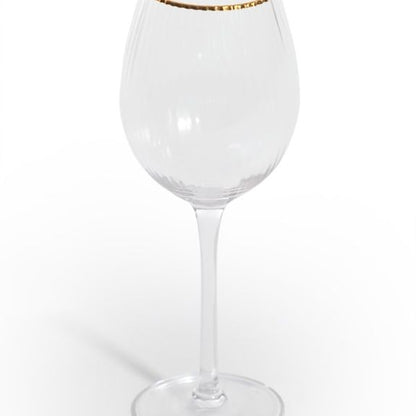 Set of 6 Traditional Wine Glasses with Gold Rims