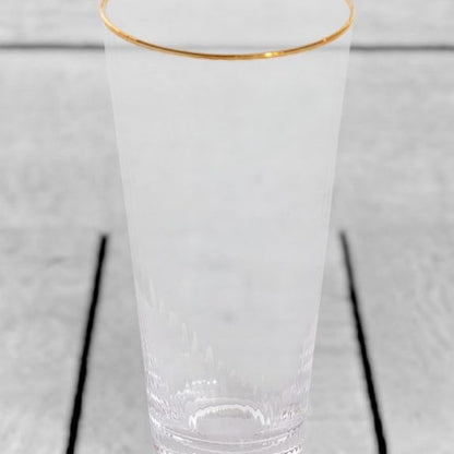 Set of 6 Traditional Highball Glass Tumblers with Gold Rims