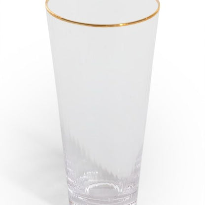 Set of 6 Traditional Highball Glass Tumblers with Gold Rims