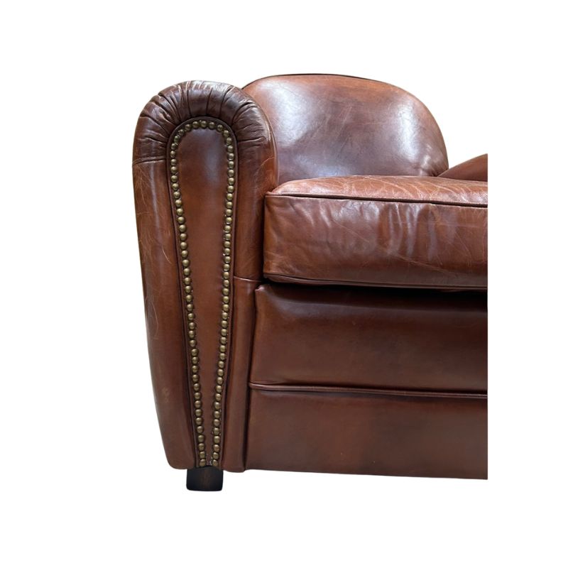 Vintage Leather Art Deco Style Armchair