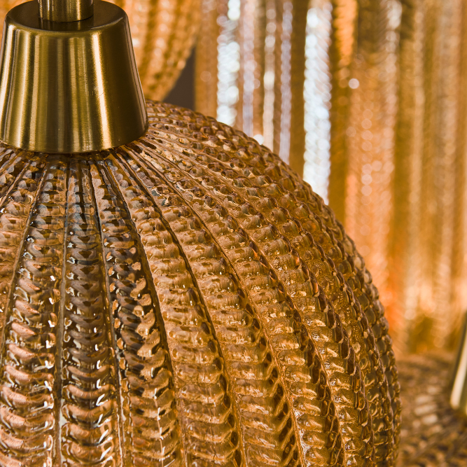 Leyla Amber Glass 7 String Pendant Light