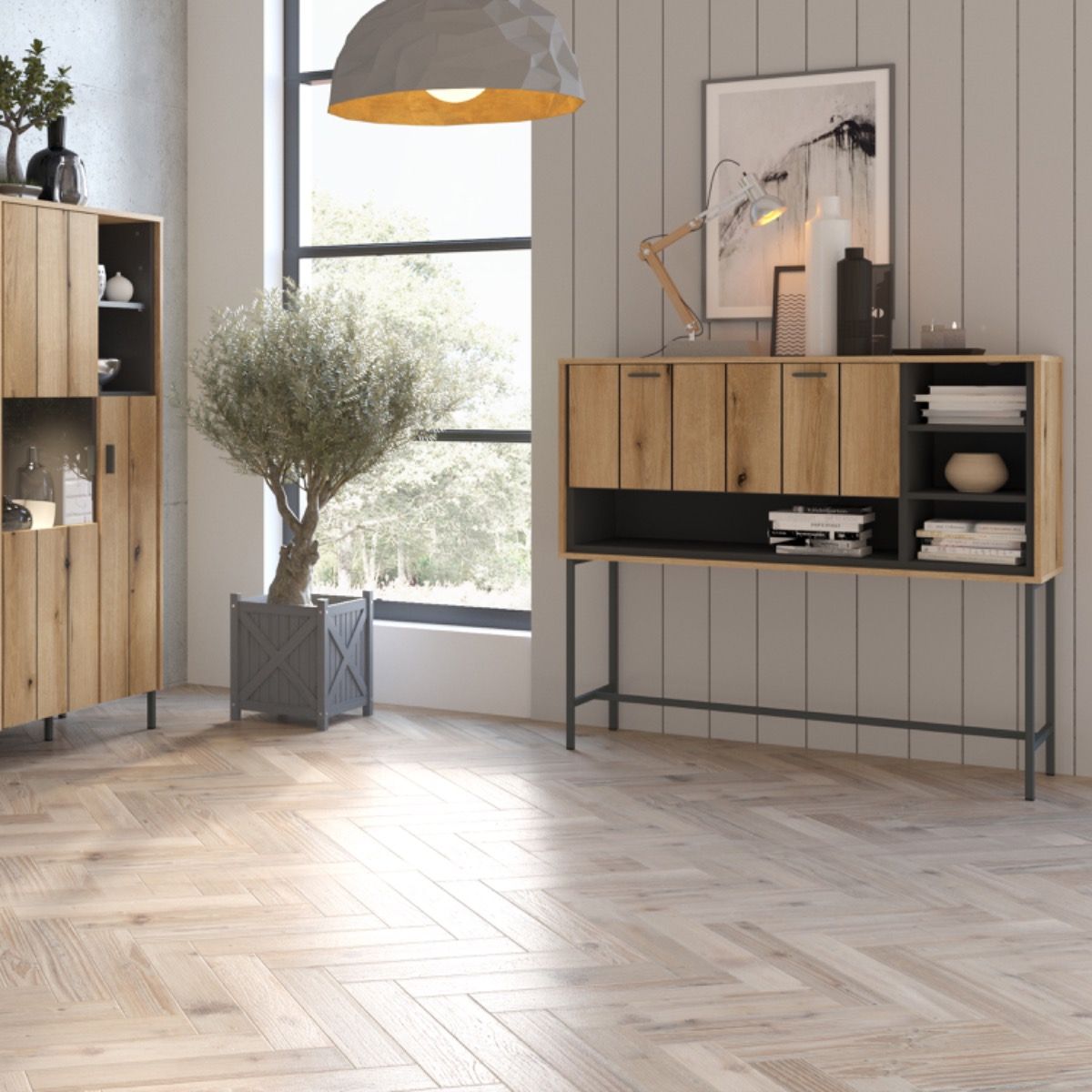 Arundel Bar with 1 Flap in Oak/Grey