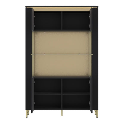 Genoa Vitrin 2 Door in Black Matt/Gold