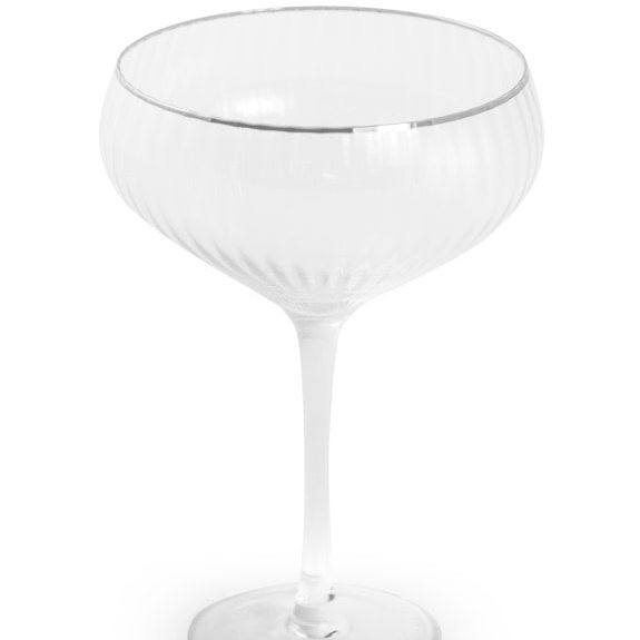 Set of 6 Large Traditional Coupe Champagne Glasses with Silver Rims