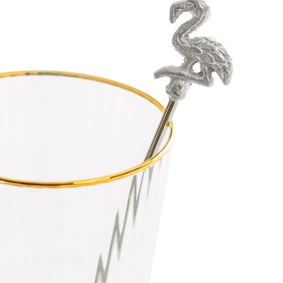 Set of 4 Nickel Flamingo Drinks Stirrers
