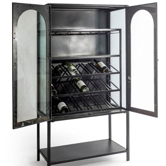 Black and Antique Gold "Orwell" Wine Storage Cabinet