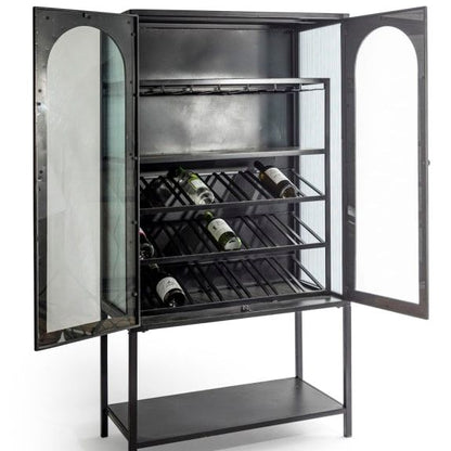 Black and Antique Gold "Orwell" Wine Storage Cabinet