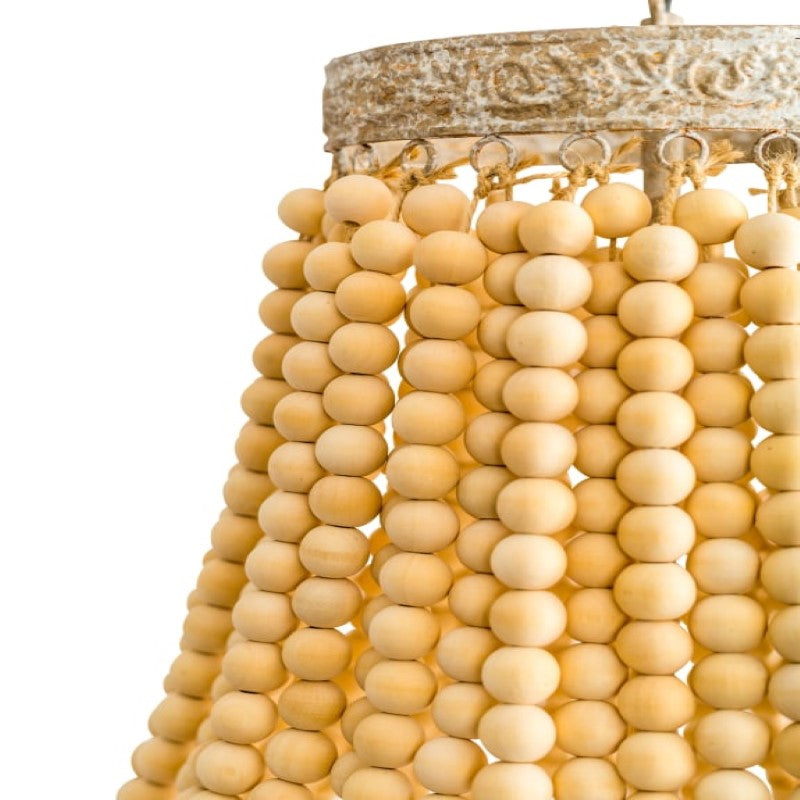Large Bohemian Wooden-Beaded Chandelier