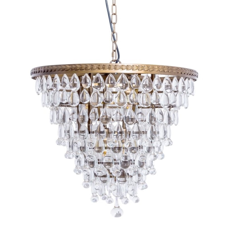 Large Bronze/Gold Finish Rainfall Chandelier w/ Clear Crystals
