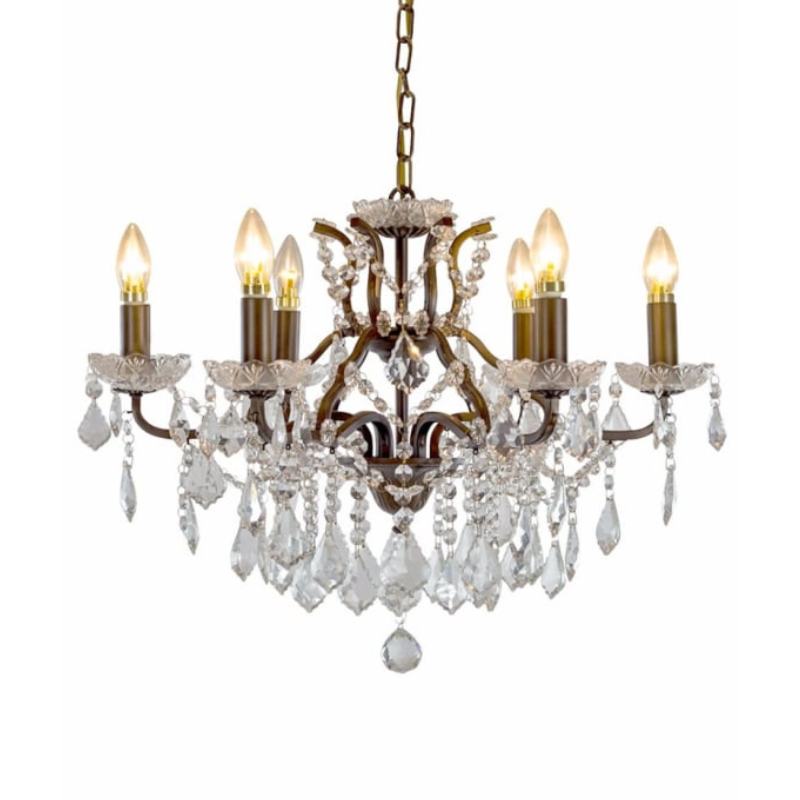 6 Branch Bronze Shallow Chandelier