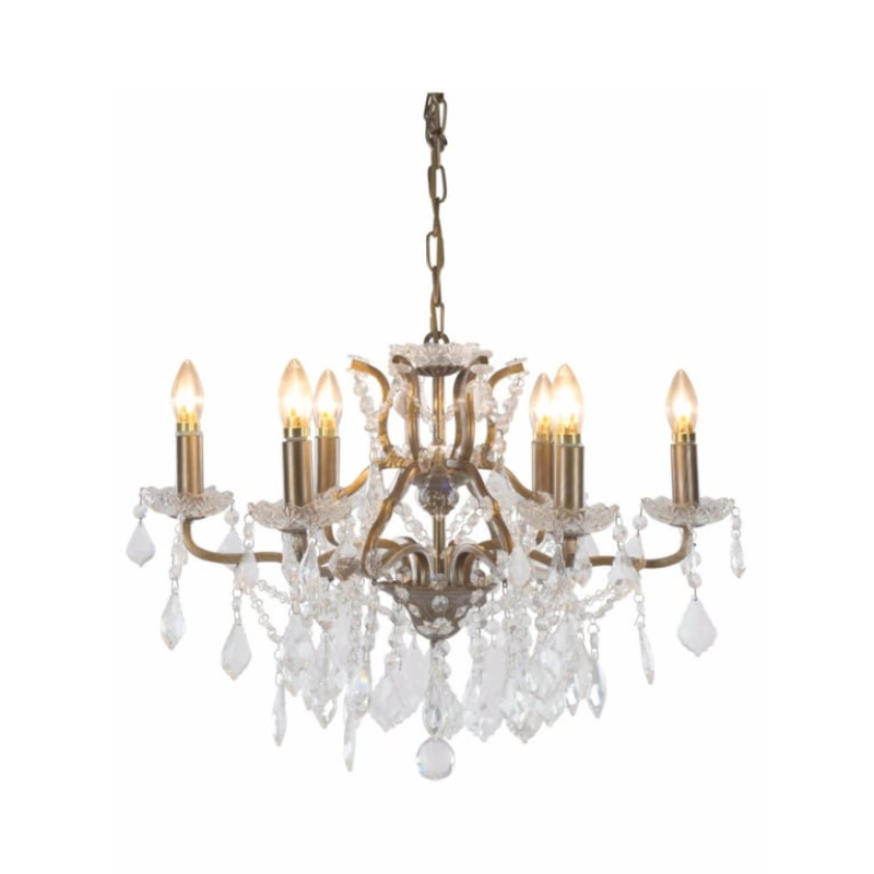 6 Branch Brushed Gold Shallow Chandelier