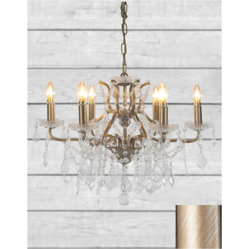 6 Branch Brushed Gold Shallow Chandelier