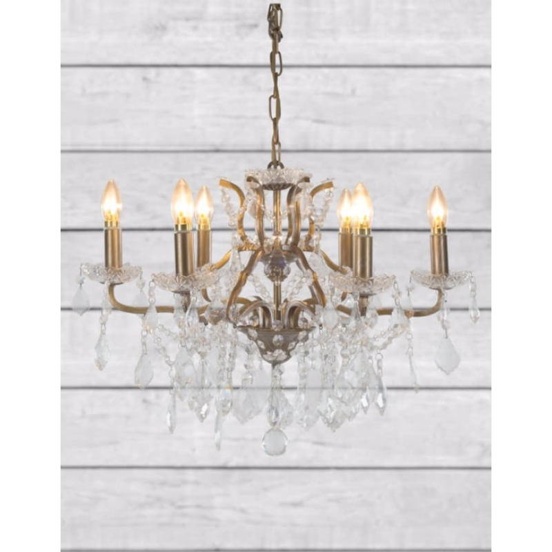 6 Branch Brushed Gold Shallow Chandelier