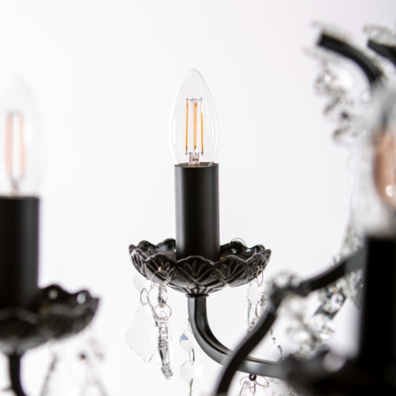 6 Branch Matt Black Shallow Chandelier