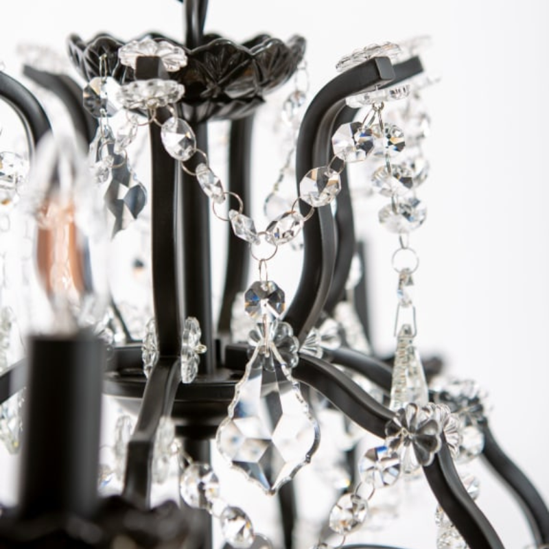 6 Branch Matt Black Shallow Chandelier