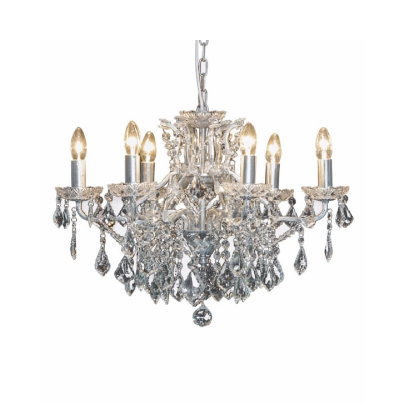 6 Branch Silver Leaf Shallow Chandelier