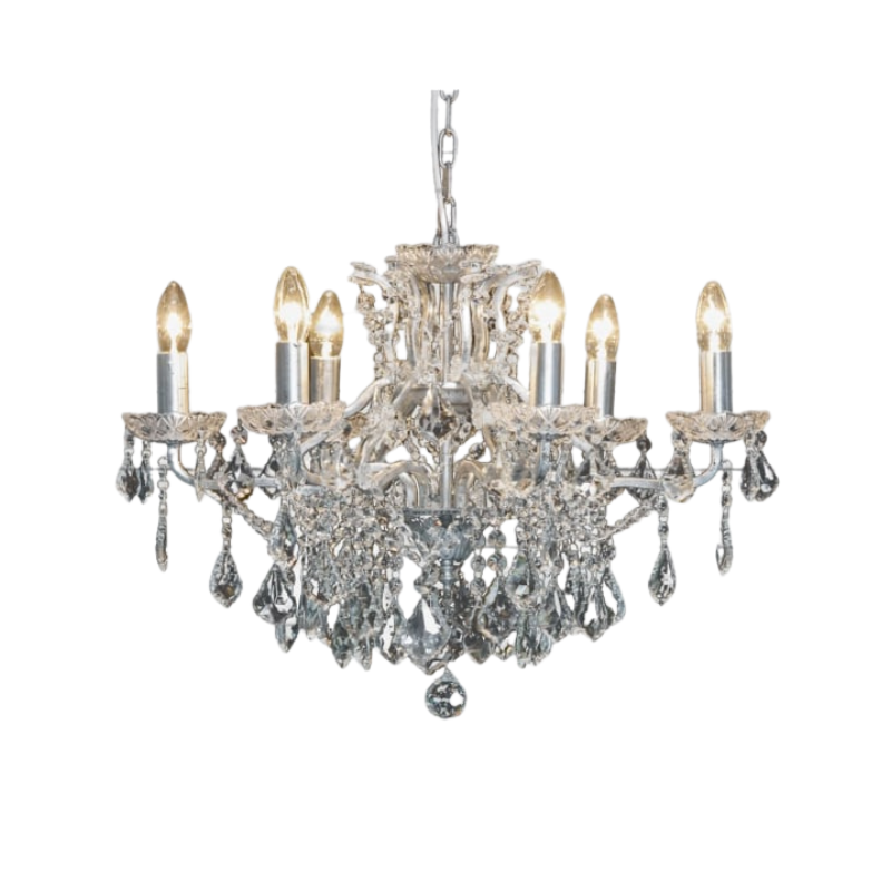 6 Branch Silver Leaf Shallow Chandelier