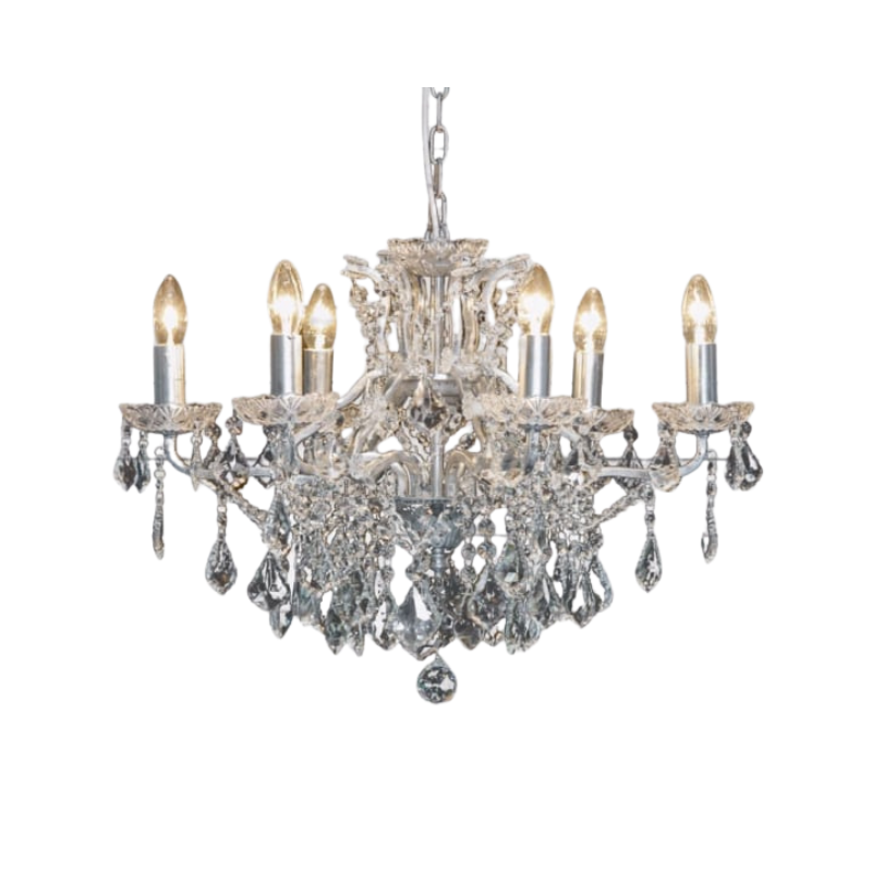 6 Branch Silver Leaf Shallow Chandelier