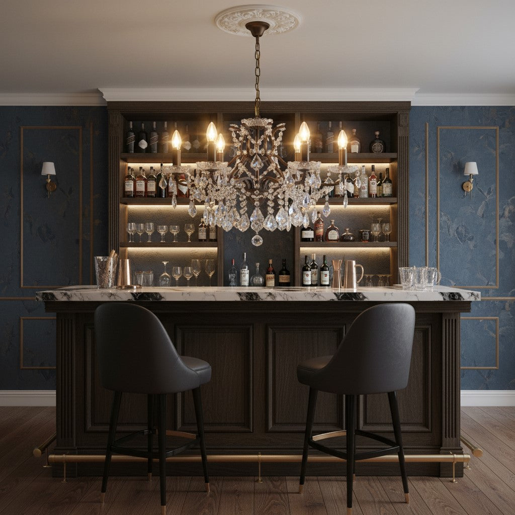 6 Branch Bronze Shallow Chandelier