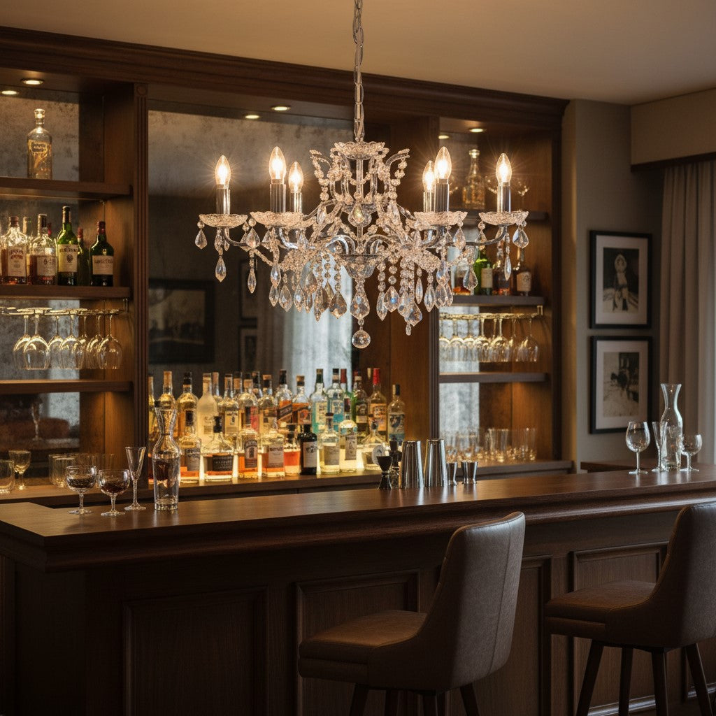 6 Branch Chrome Shallow Chandelier