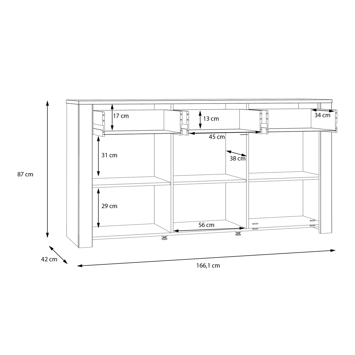 Bohol Sideboard in Riviera Oak/White