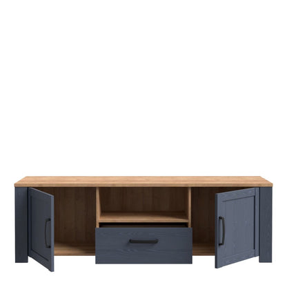 Bohol TV Unit in Riviera Oak/Navy with Optional LED Lighting