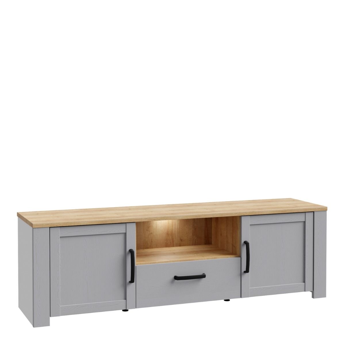 Bohol TV Unit in Riviera Oak/Grey Oak with Optional LED Lighting
