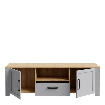 Bohol TV Unit in Riviera Oak/Grey Oak with Optional LED Lighting