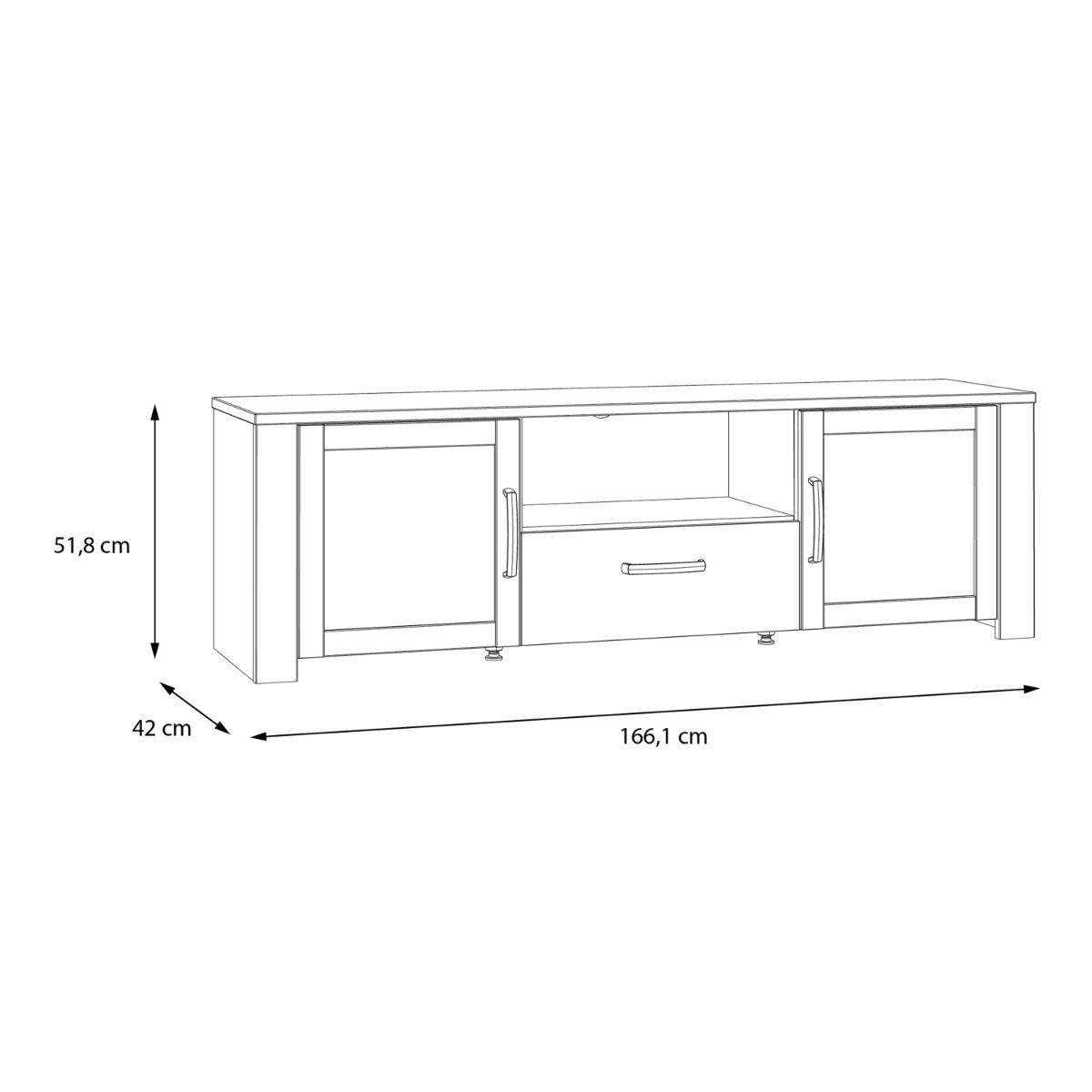 Bohol TV Unit in Riviera Oak/Grey Oak with Optional LED Lighting