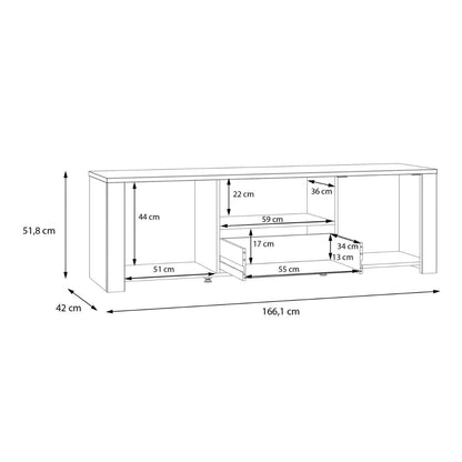Bohol TV Unit in Riviera Oak/Grey Oak with Optional LED Lighting