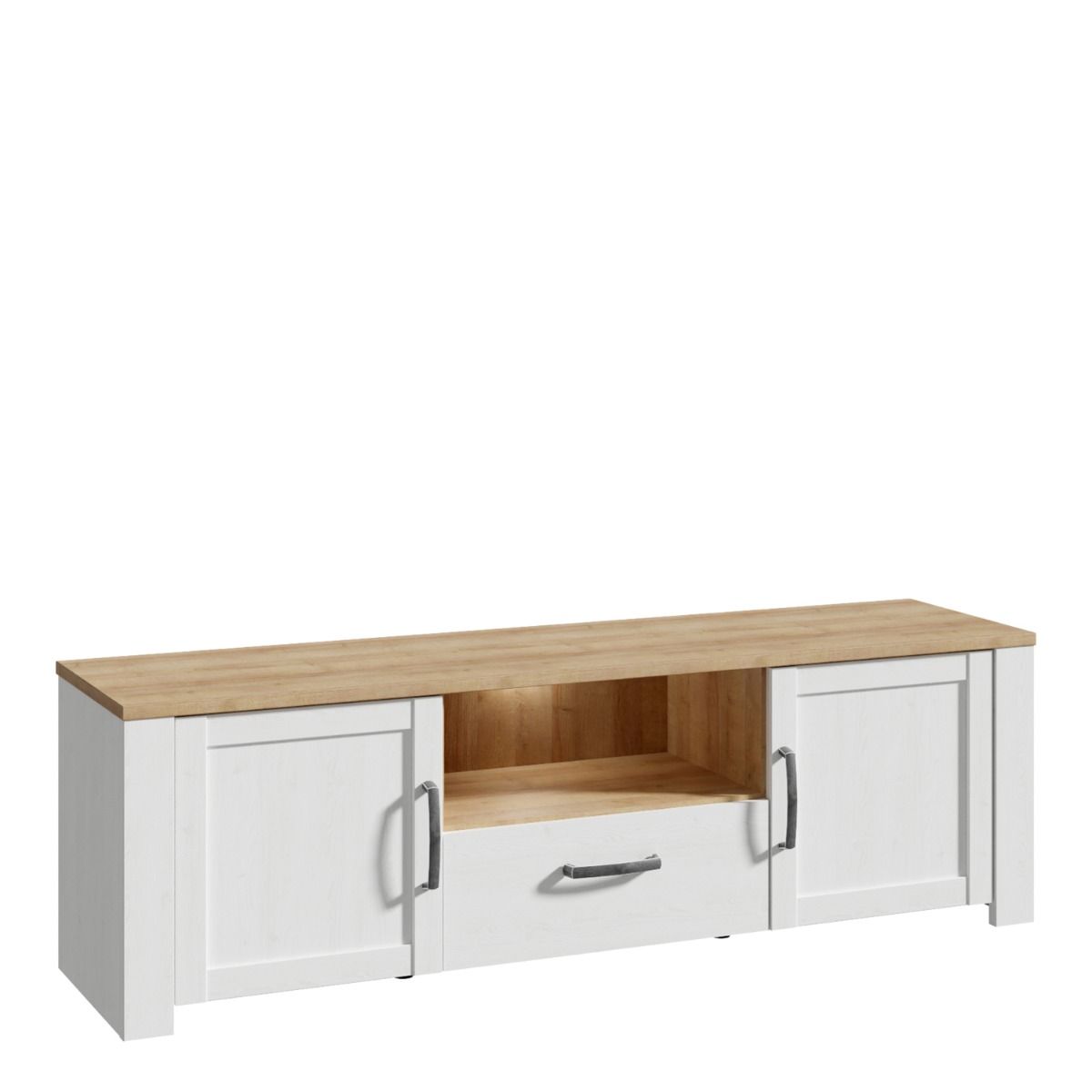 Bohol TV Unit in Riviera Oak/White with Optional LED Lighting
