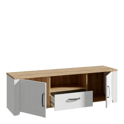 Bohol TV Unit in Riviera Oak/White with Optional LED Lighting
