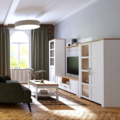 Bohol TV Unit in Riviera Oak/White with Optional LED Lighting