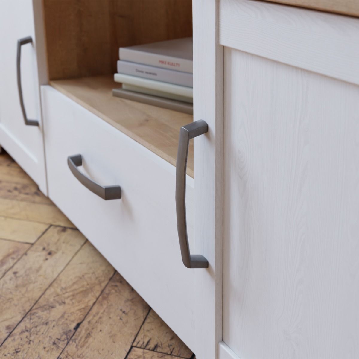 Bohol TV Unit in Riviera Oak/White with Optional LED Lighting