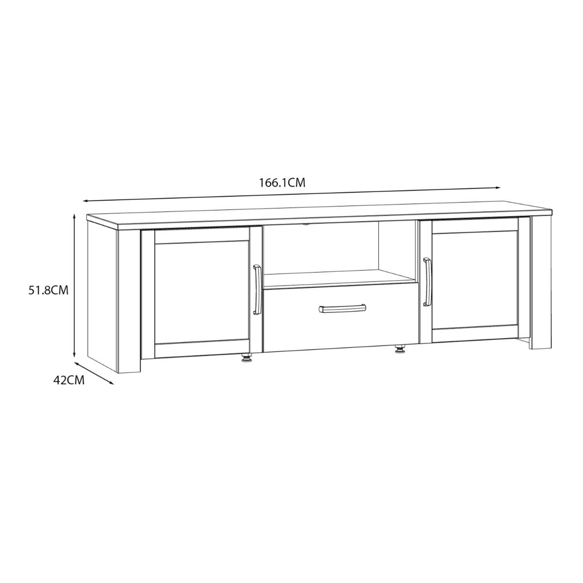 Bohol TV Unit in Riviera Oak/White with Optional LED Lighting