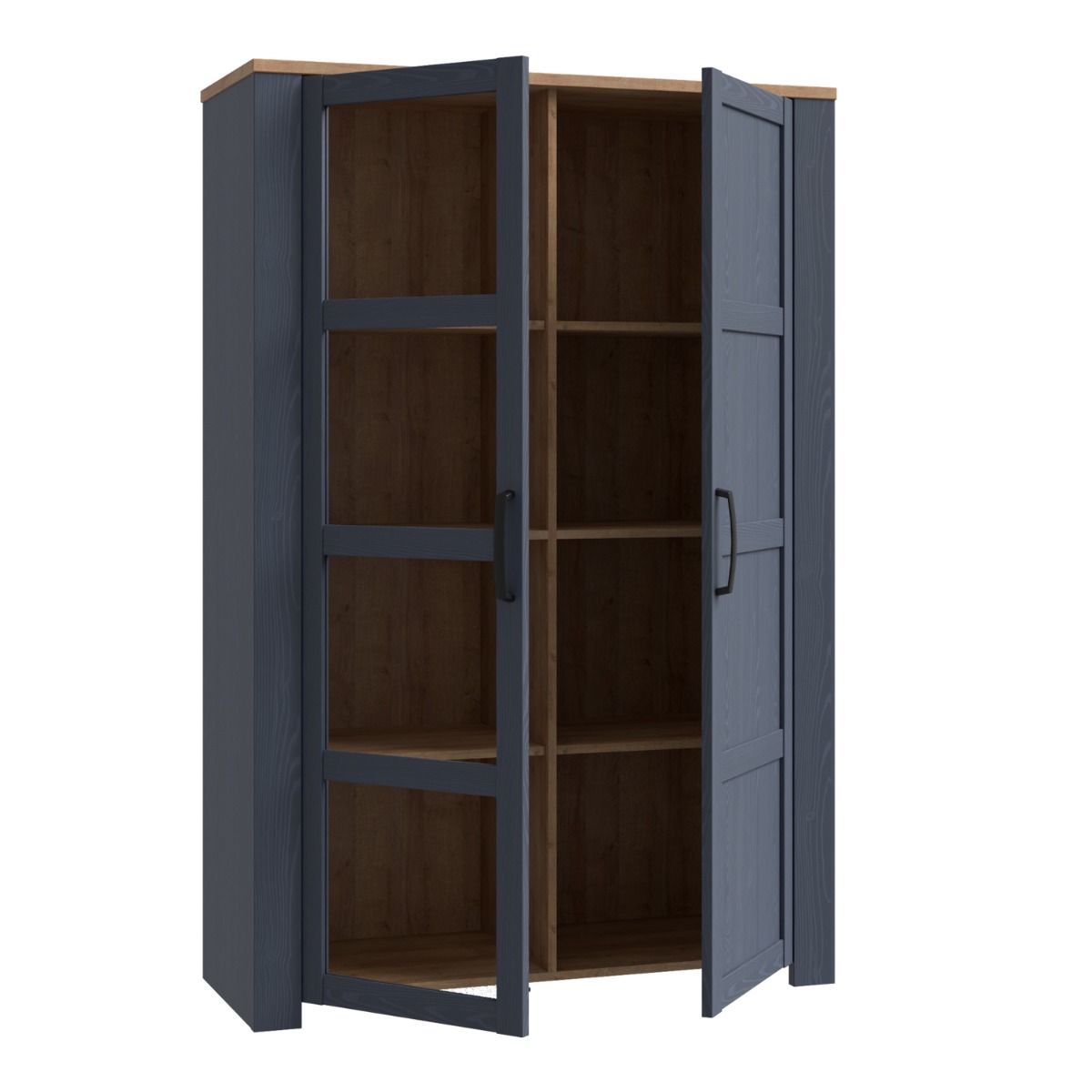 Bohol Display Cabinet in Riviera Oak/Navy with Optional LED Lighting