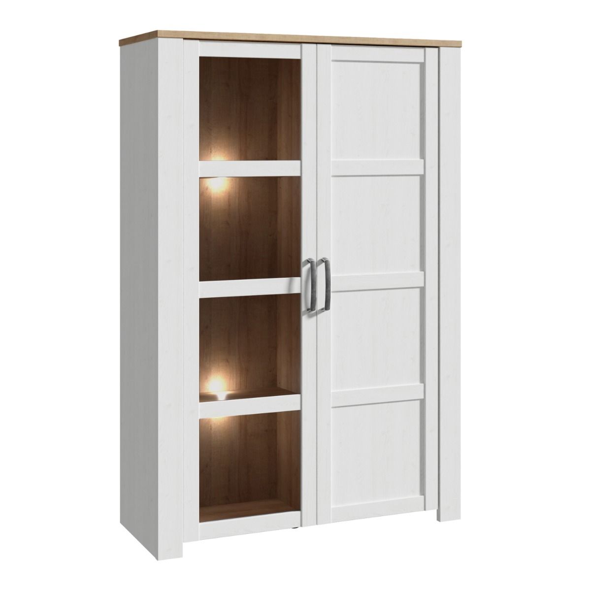 Bohol Display Cabinet in Riviera Oak/White with Optional LED Lighting