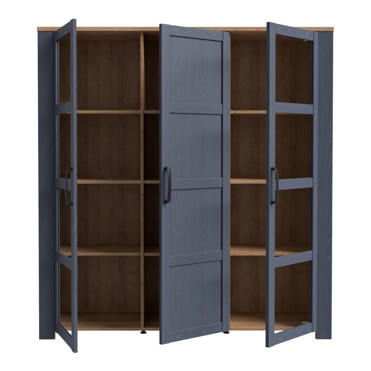 Bohol Large Display Cabinet in Riviera Oak/Navy with Optional LED Lighting
