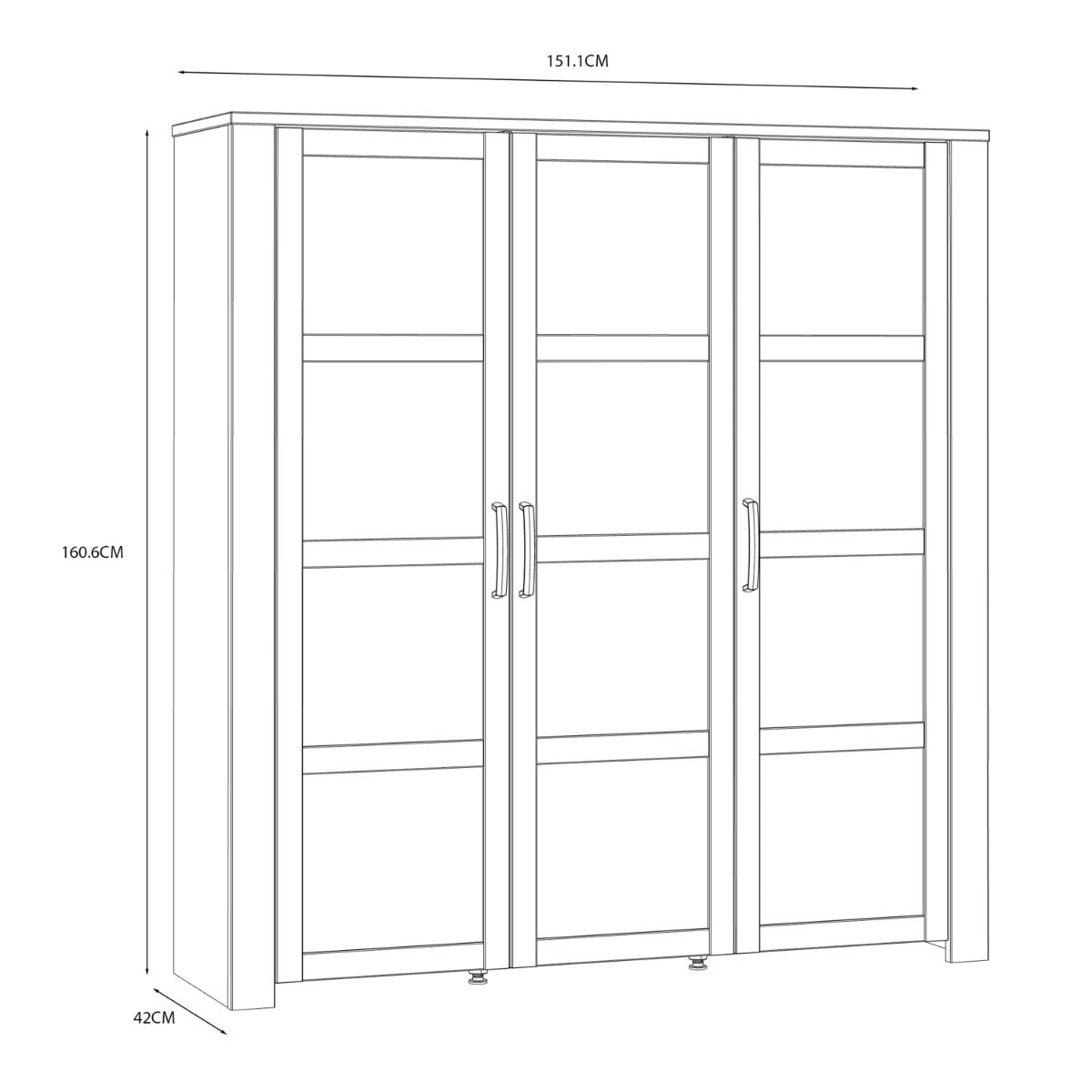 Bohol Large Display Cabinet in Riviera Oak/Navy with Optional LED Lighting
